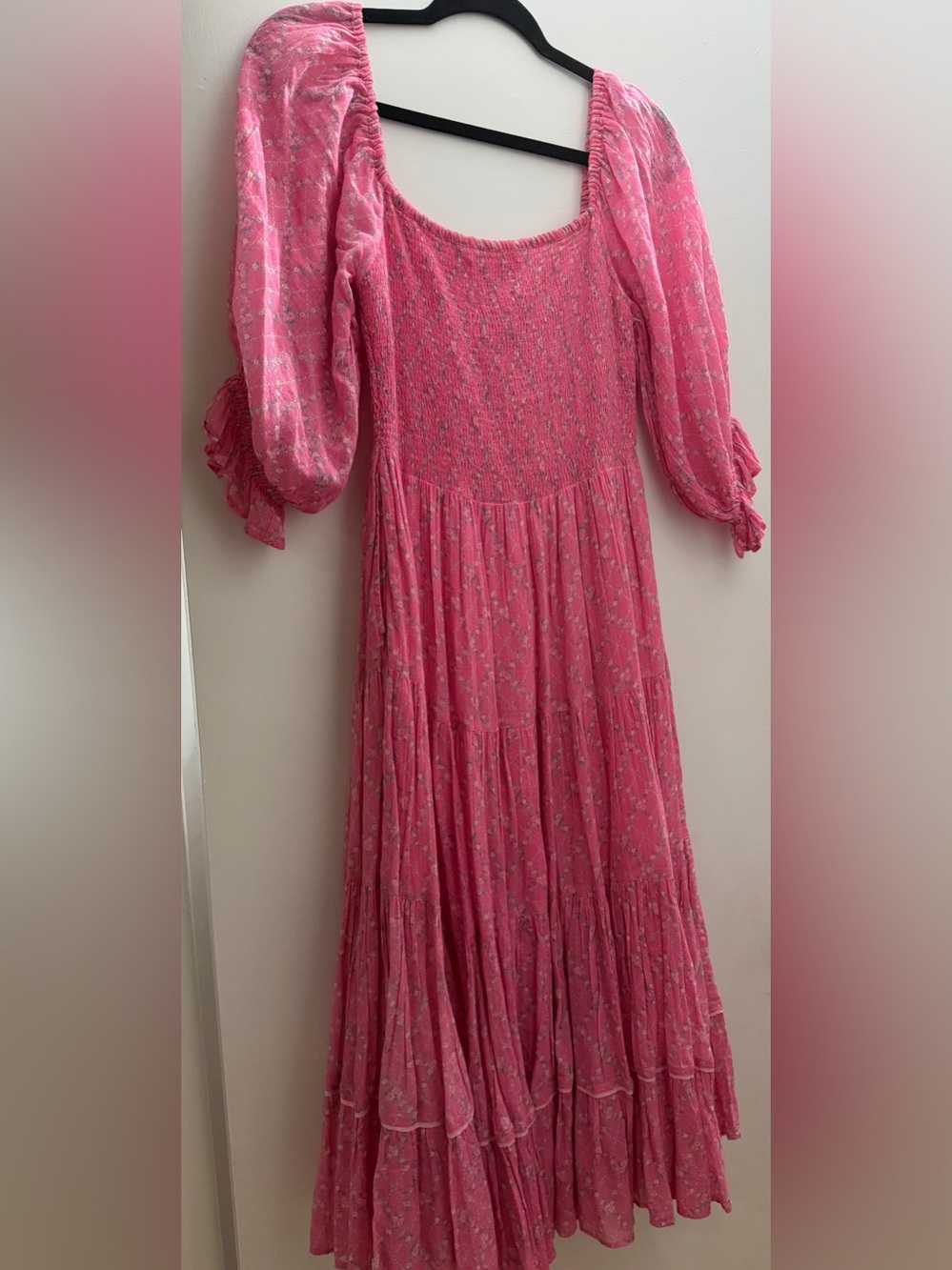 Loveshackfancy Pink Boho Tiered Maxi Dress -